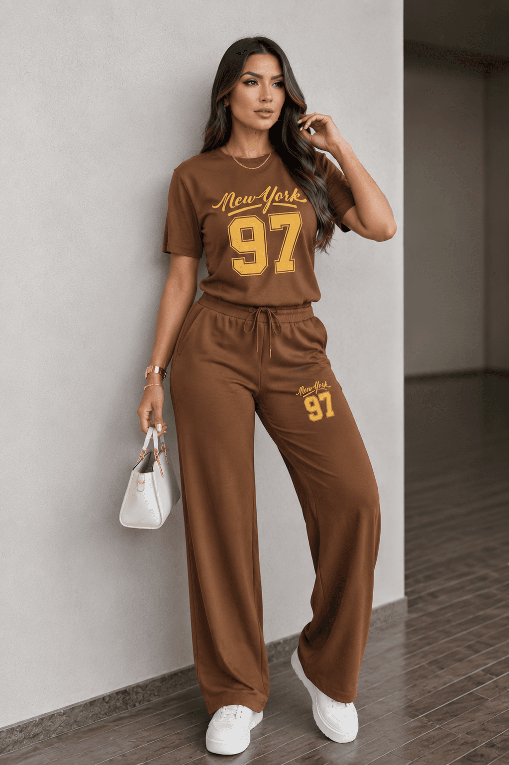 Conjunto Casual Premium "New York 97" – Camiseta y Pantalón Palazzo