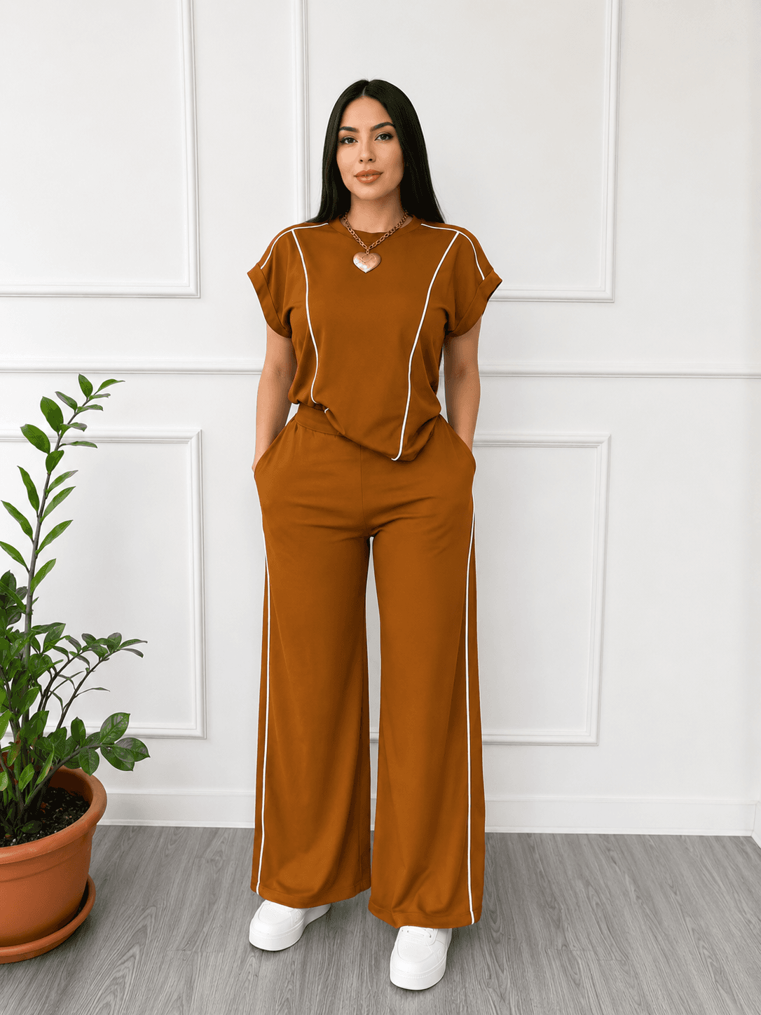 Conjunto Elegance Line Femenino – Blusa y Pantalón Palazzo